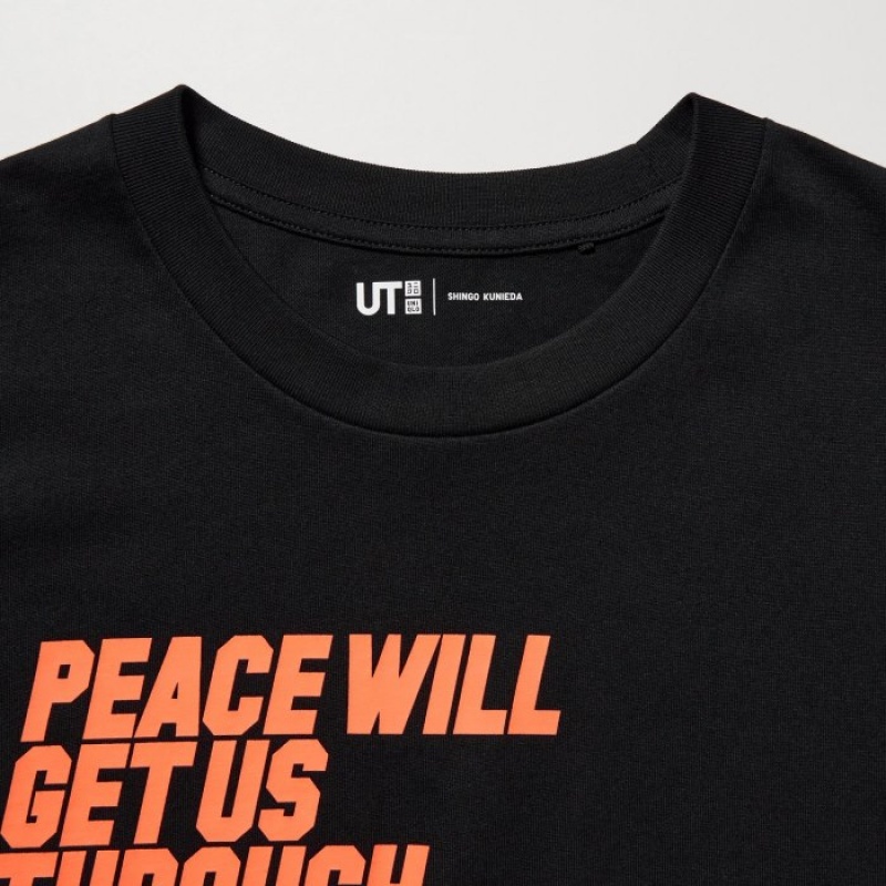 Uniqlo PEACE FOR ALL Short-Sleeve Graphic Shingo Kunieda T Shirts Dame Sort | 3527535