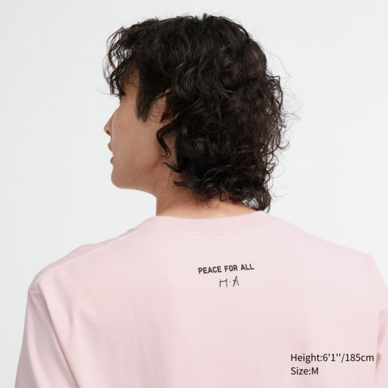Uniqlo PEACE FOR ALL Short-Sleeve Graphic Haruka Ayase T Shirts Dame Lyserød | 5999