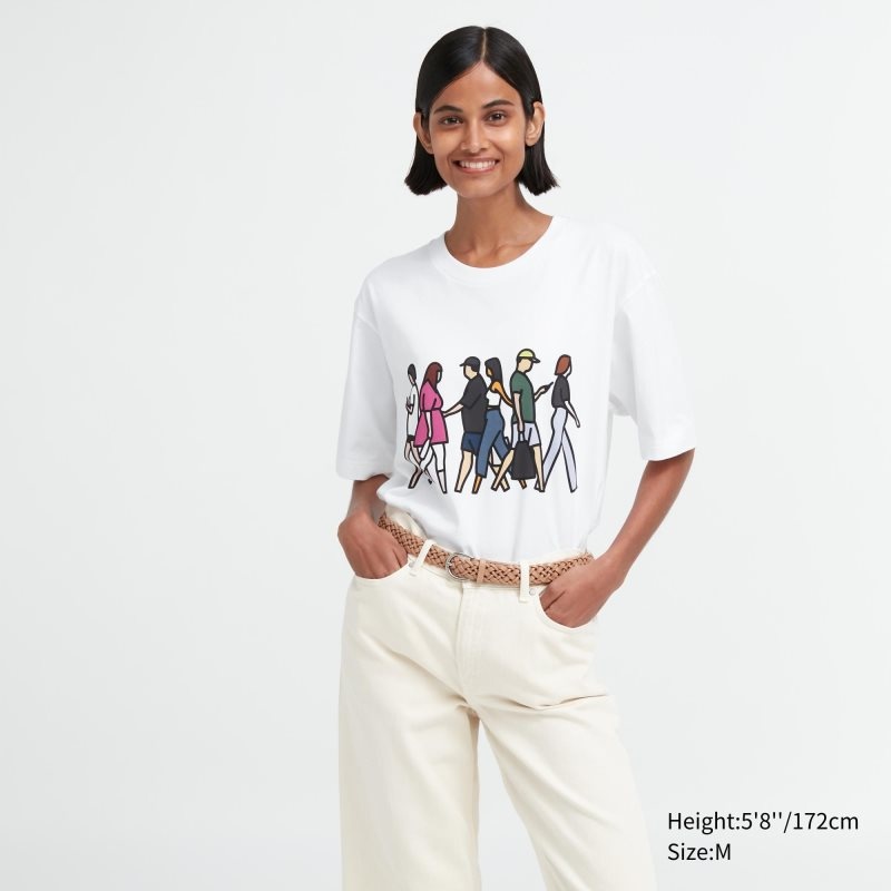 Uniqlo Peace For All Julian Opie Short-sleeve Graphic T Shirts Herre Hvide | 3981640