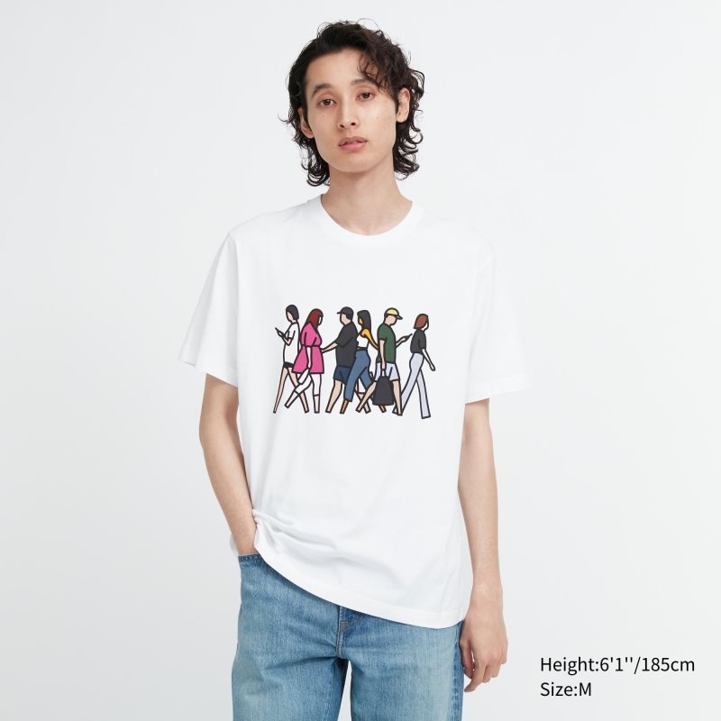 Uniqlo Peace For All Julian Opie Short-sleeve Graphic T Shirts Herre Hvide | 3981640