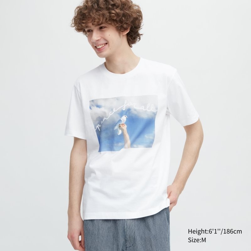 Uniqlo Peace For All Magnum Photos Short-sleeve Graphic T Shirts Herre Hvide | 7236922