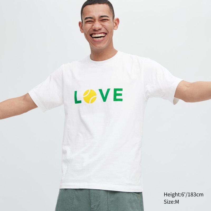 Uniqlo Peace For All Roger Federer Short-sleeve Graphic T Shirts Herre Hvide | 618934