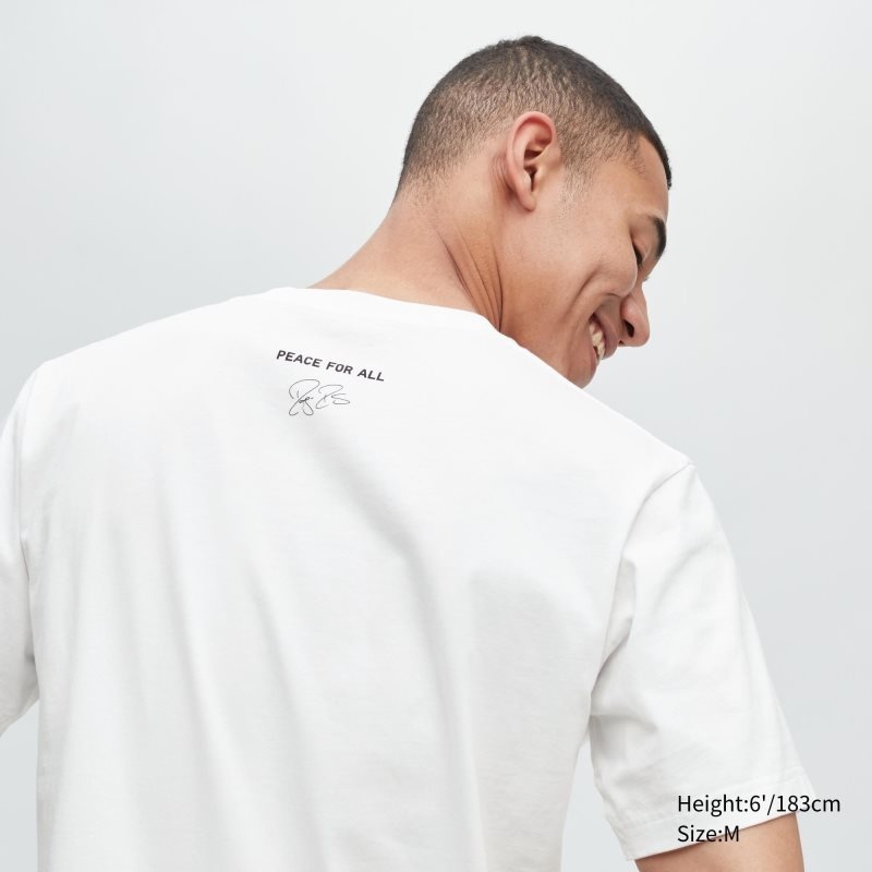 Uniqlo Peace For All Roger Federer Short-sleeve Graphic T Shirts Herre Hvide | 618934