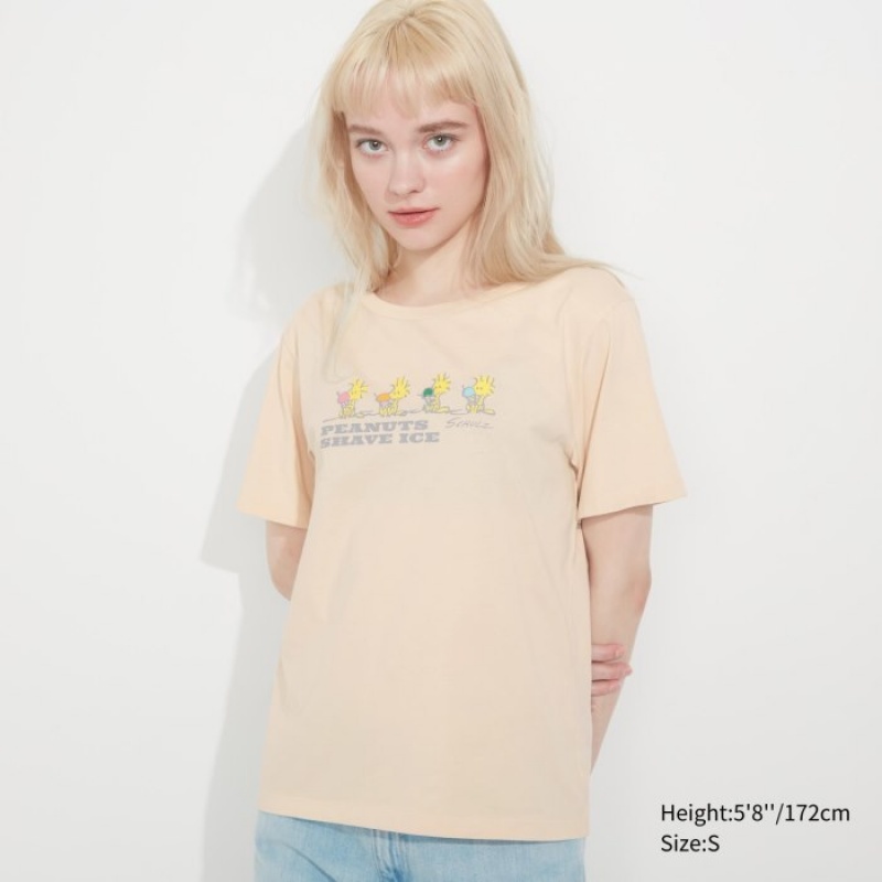 Uniqlo Peanuts Hawaii UT Short-Sleeve T Shirts Dame Beige | 4304432
