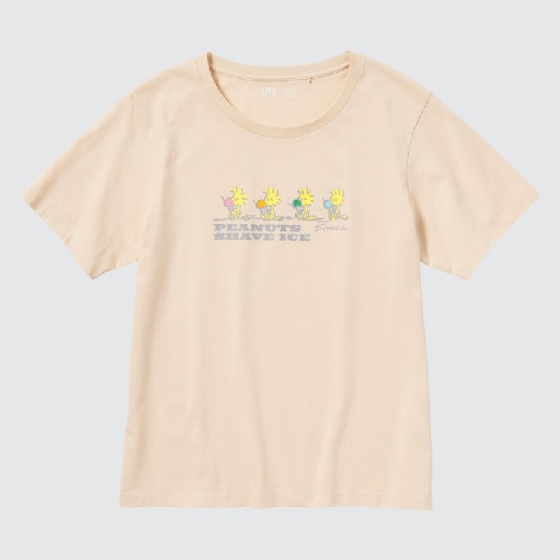 Uniqlo Peanuts Hawaii UT Short-Sleeve T Shirts Dame Beige | 4304432