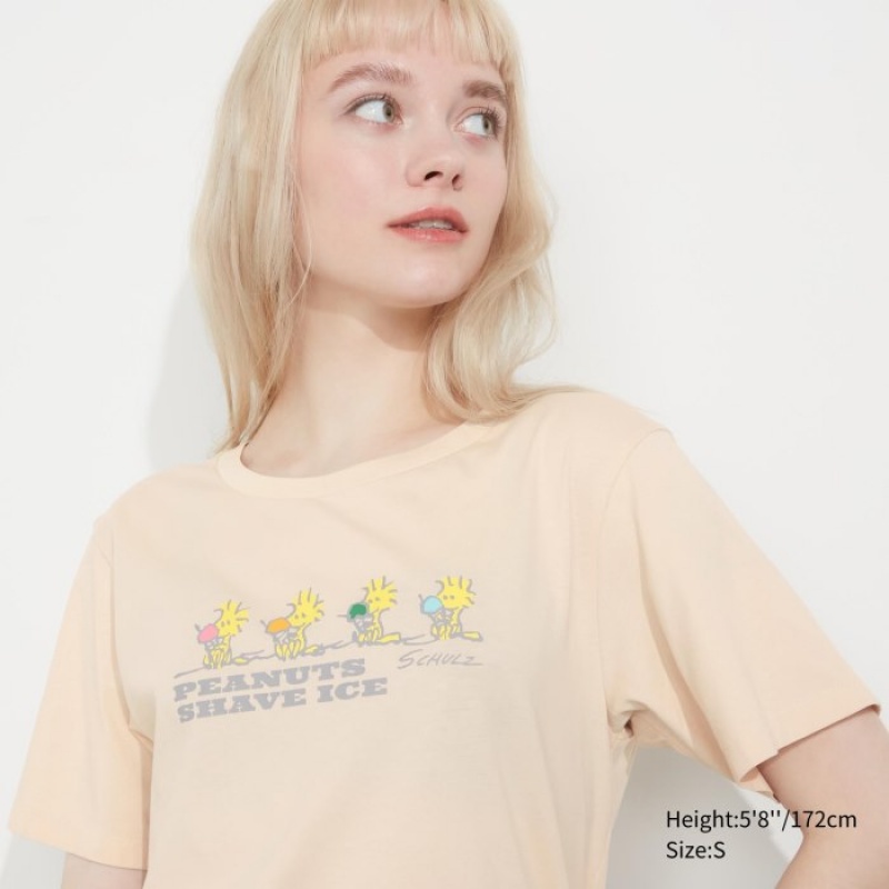 Uniqlo Peanuts Hawaii UT Short-Sleeve T Shirts Dame Beige | 4304432