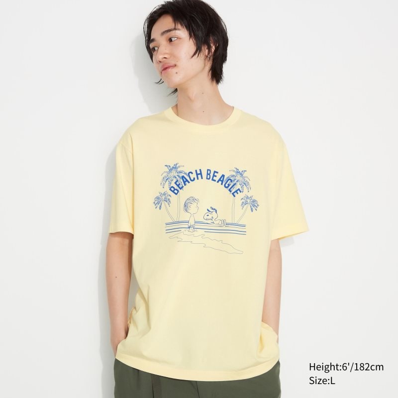 Uniqlo Peanuts Hawaii Ut Short Sleeve Graphic T Shirts Herre Gul | 7041323
