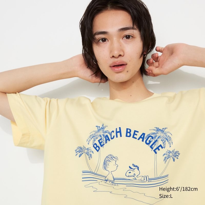 Uniqlo Peanuts Hawaii Ut Short Sleeve Graphic T Shirts Herre Gul | 7041323