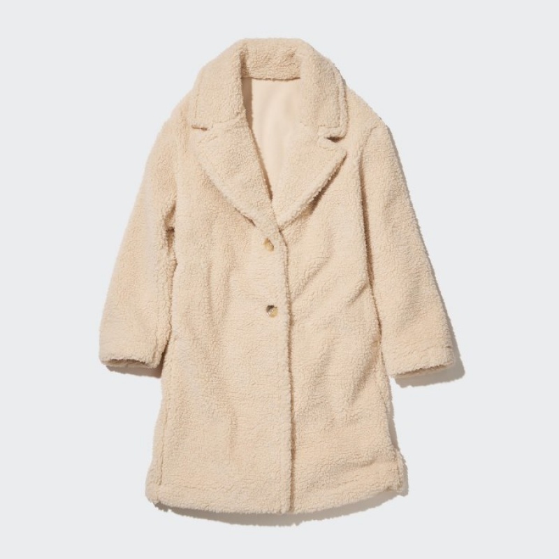 Uniqlo Pile-Lined Fleece Tailored Frakker Dame Beige | 4493497