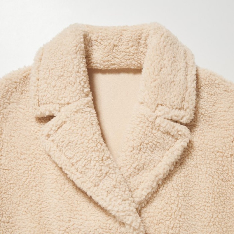 Uniqlo Pile-Lined Fleece Tailored Frakker Dame Beige | 4493497