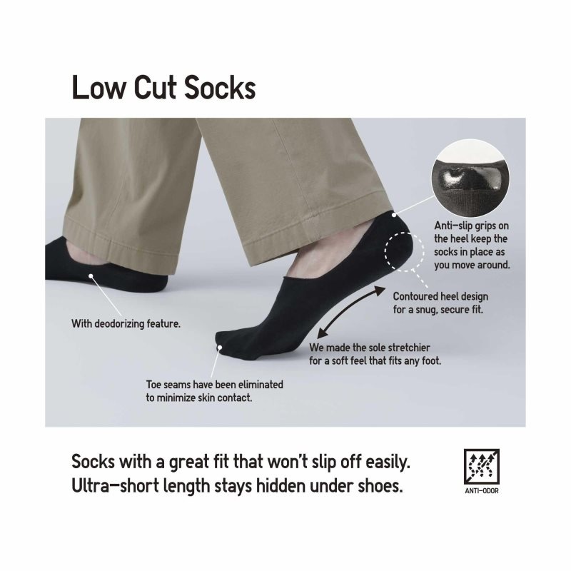 Uniqlo Pile Low Cut Sokker Herre Sort | 4761222