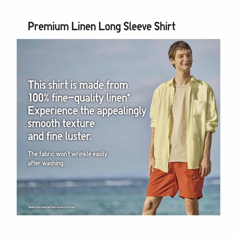 Uniqlo Premium Linen Long-sleeve Skjorte Herre Blå | 7279771