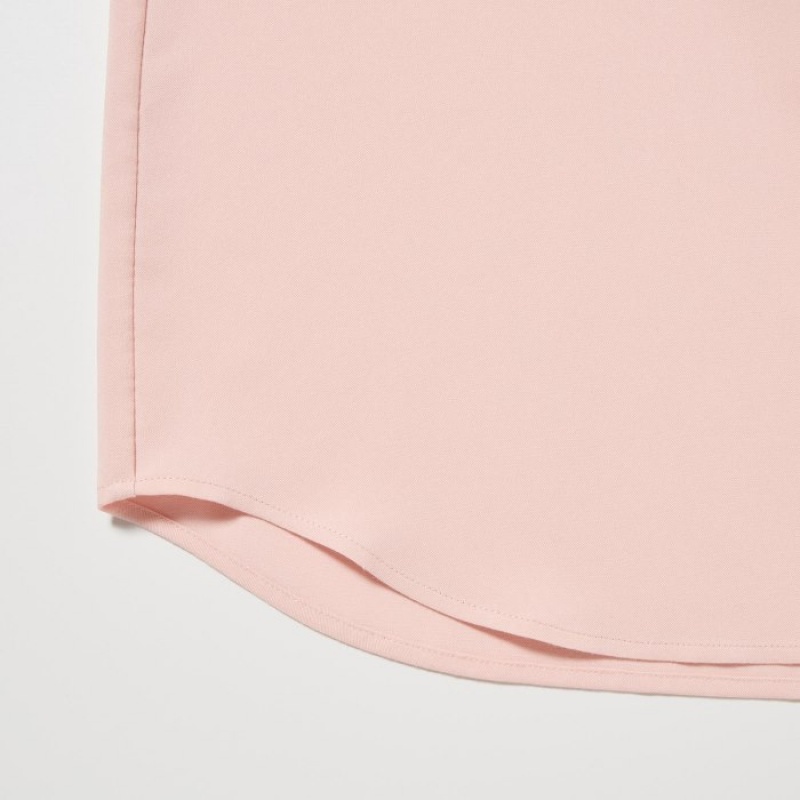 Uniqlo Rayon Long-Sleeve Bluse Dame Lyserød | 7212547