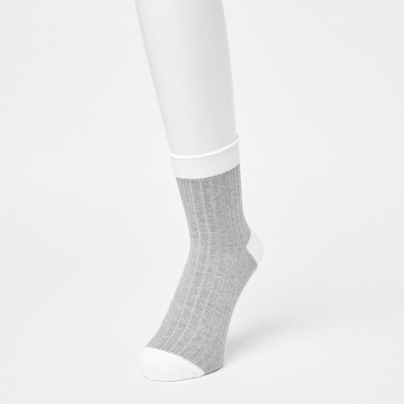 Uniqlo Ribbed Half Sokker Herre Grå | 978682