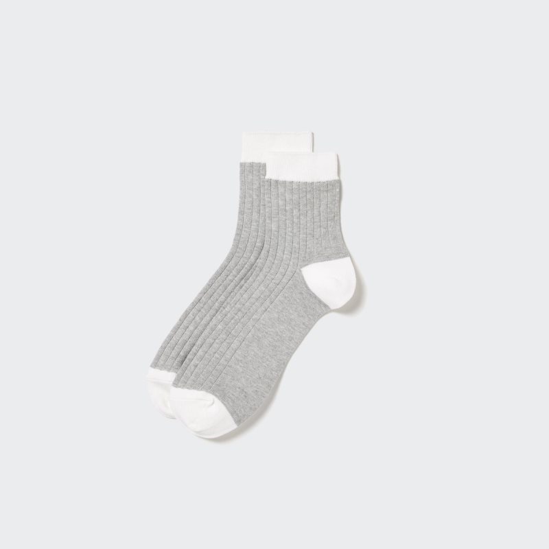 Uniqlo Ribbed Half Sokker Herre Grå | 978682