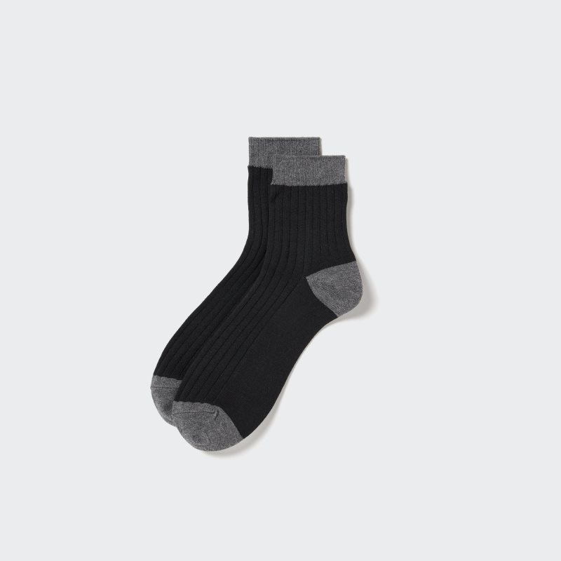 Uniqlo Ribbed Half Sokker Herre Sort | 7239813