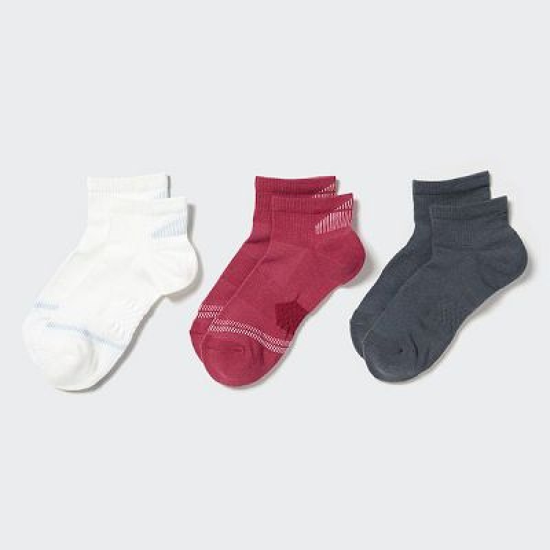 Uniqlo Short 3 Pack Sokker Dame Hvide | 4207616