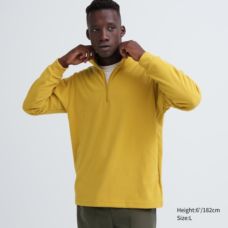 Uniqlo Smooth Fleece Half-zip T Shirts Herre Gul | 1243369