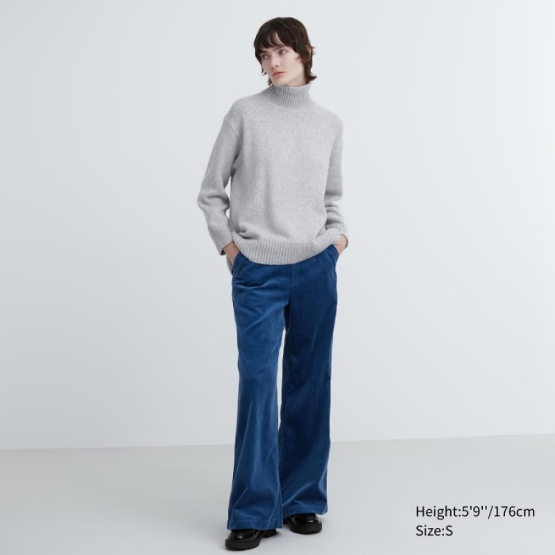 Uniqlo Soft Knit High Neck Long-Sleeve Trøjer Dame Grå | 3816964