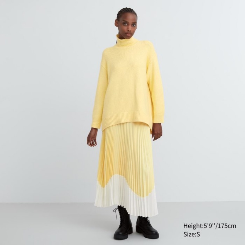 Uniqlo Soft Knit High Neck Long-Sleeve Trøjer Dame Blå | 9444288
