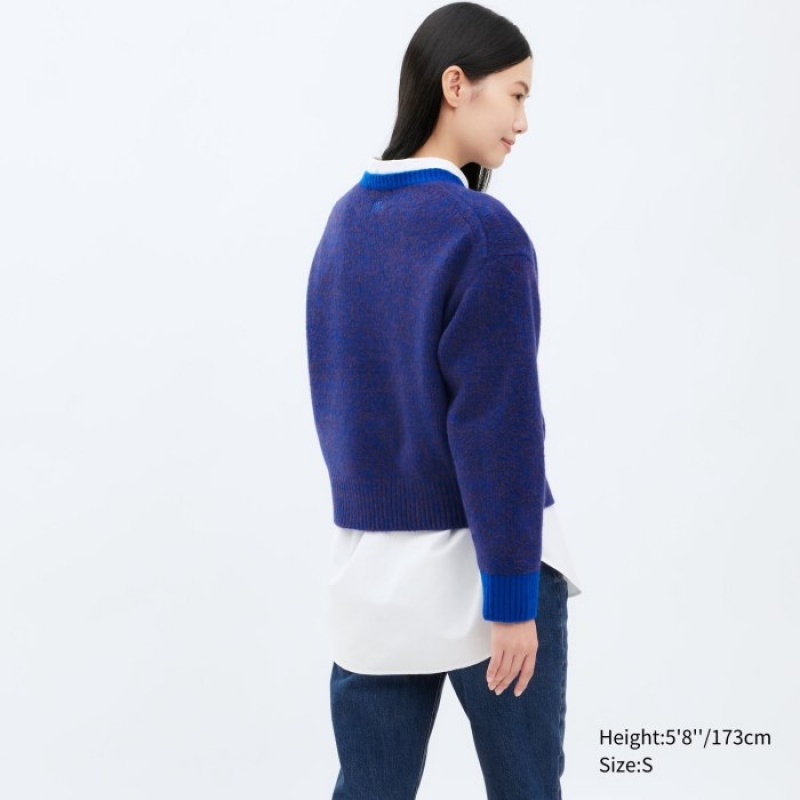 Uniqlo Souffle Yarn Crew Neck Long-Sleeve Trøjer Dame Rød | 9627038