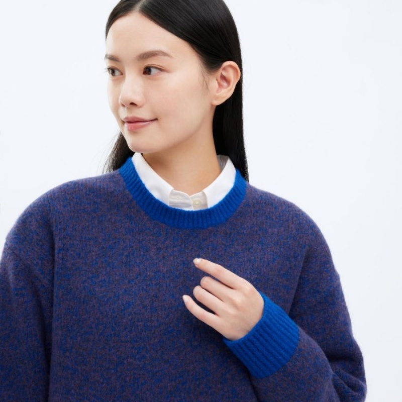 Uniqlo Souffle Yarn Crew Neck Long-Sleeve Trøjer Dame Rød | 9627038