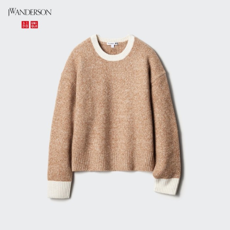 Uniqlo Souffle Yarn Crew Neck Long-Sleeve Trøjer Dame Rød | 9627038