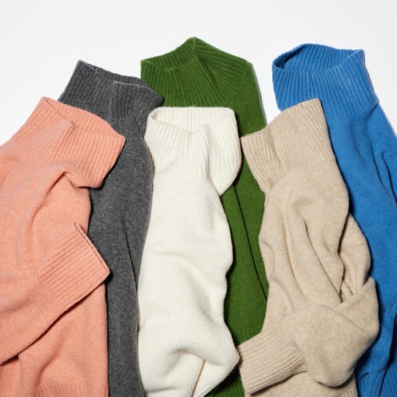 Uniqlo Souffle Yarn High Neck Long-Sleeve Trøjer Dame Grå | 9224755