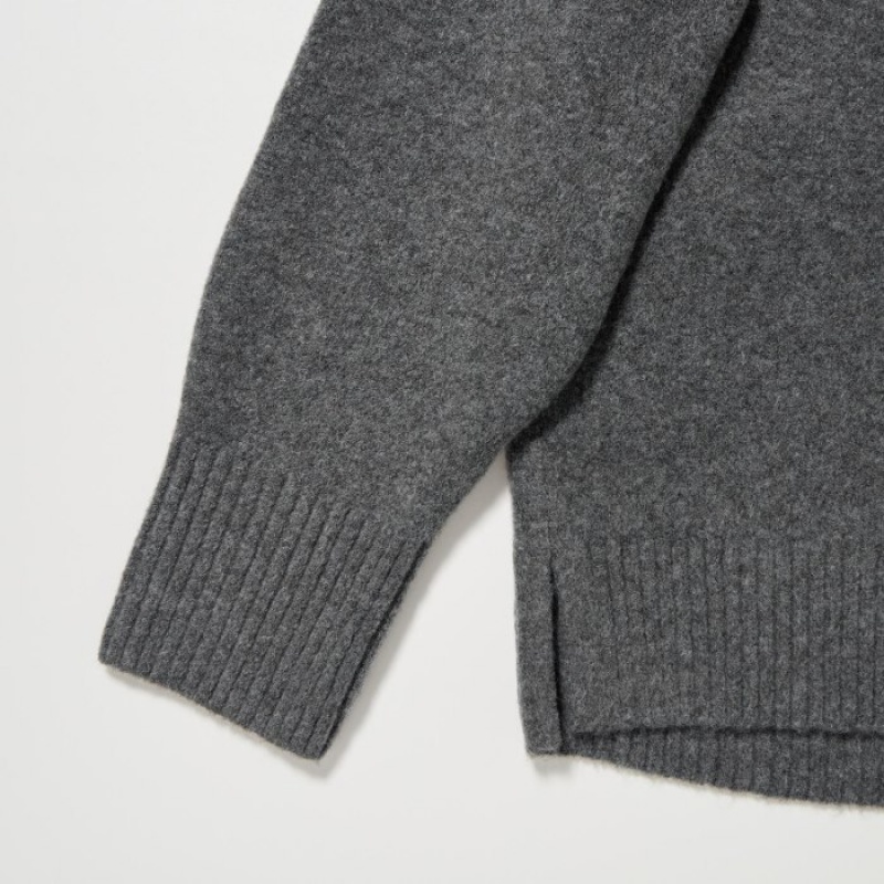 Uniqlo Souffle Yarn High Neck Long-Sleeve Trøjer Dame Grå | 9224755