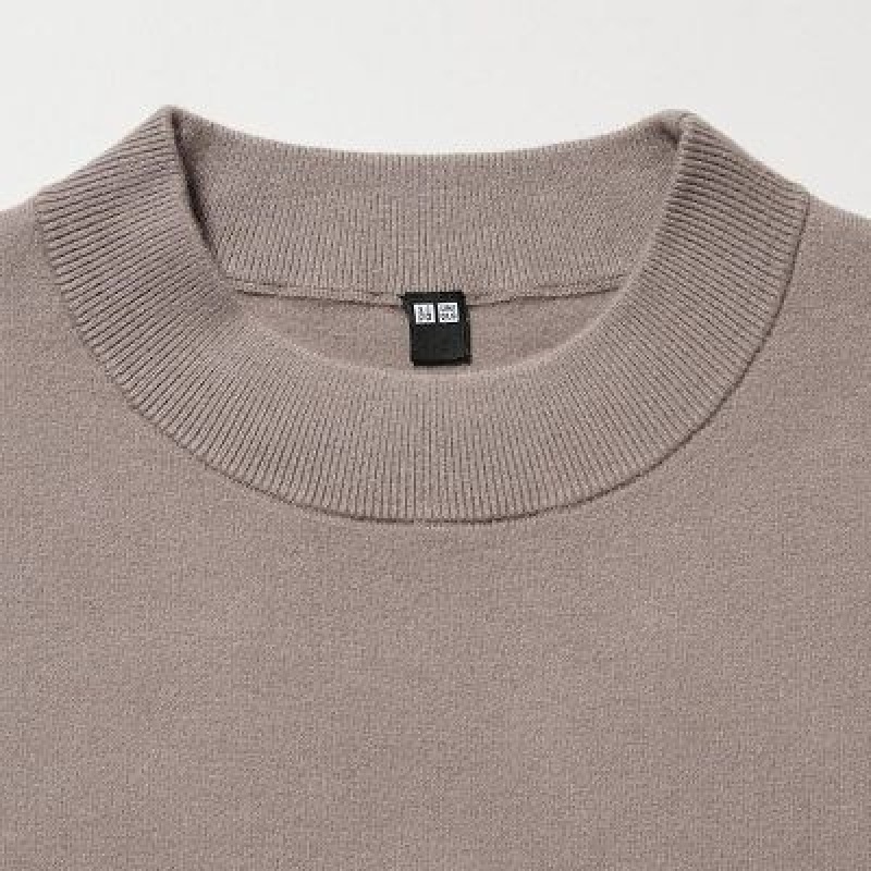 Uniqlo Souffle Yarn Long-Sleeve Kjole Dame Beige | 5442965