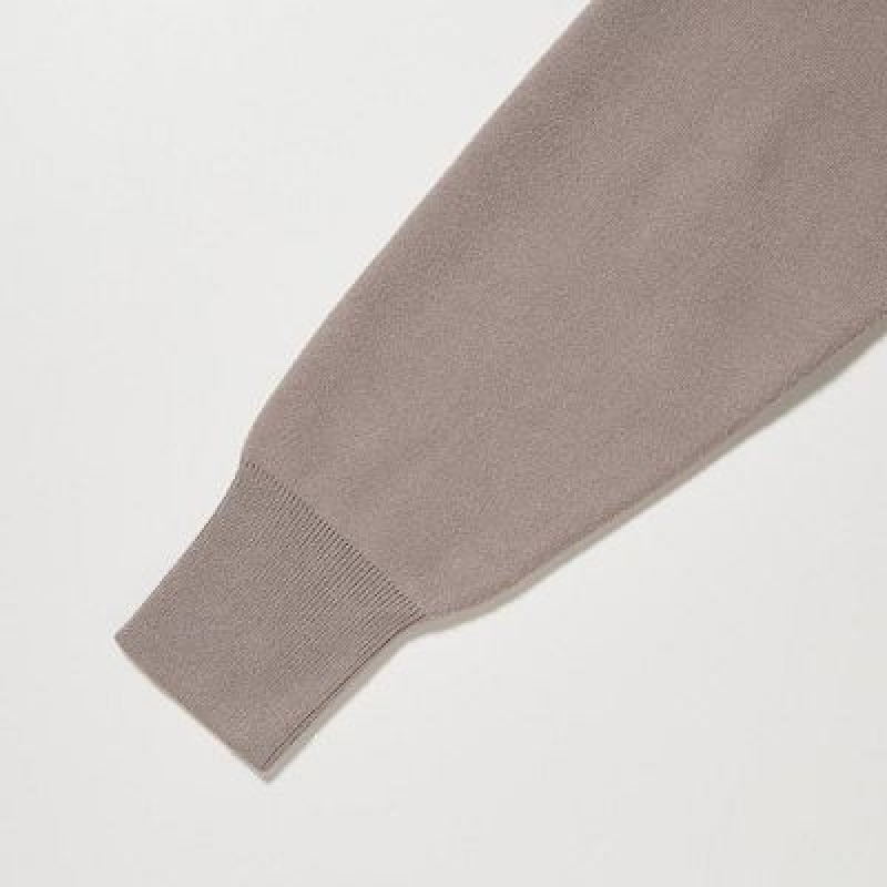 Uniqlo Souffle Yarn Long-Sleeve Kjole Dame Beige | 5442965