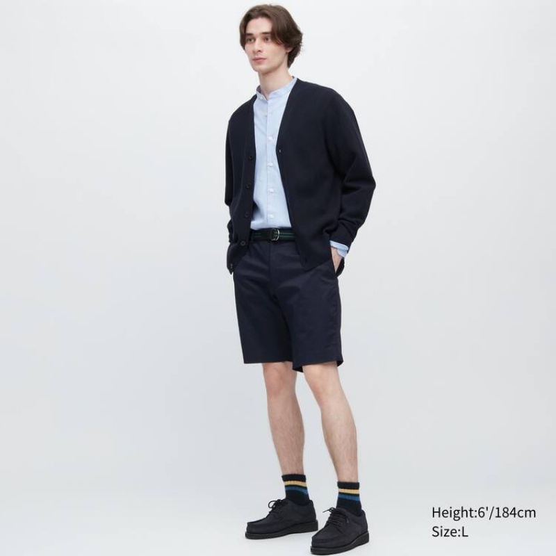 Uniqlo Stretch Slim Fit Shorts Herre Mørkeblå | 8410560