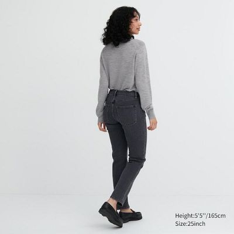 Uniqlo Stretch Slim Straight Jeans Dame Grå | 5159953