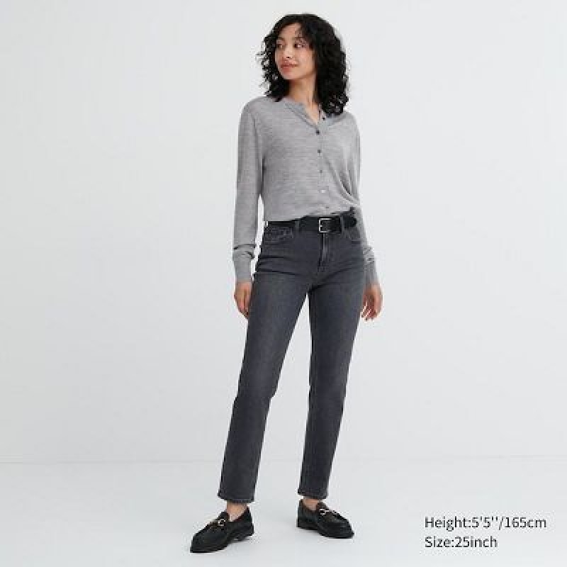 Uniqlo Stretch Slim Straight Jeans Dame Grå | 5159953