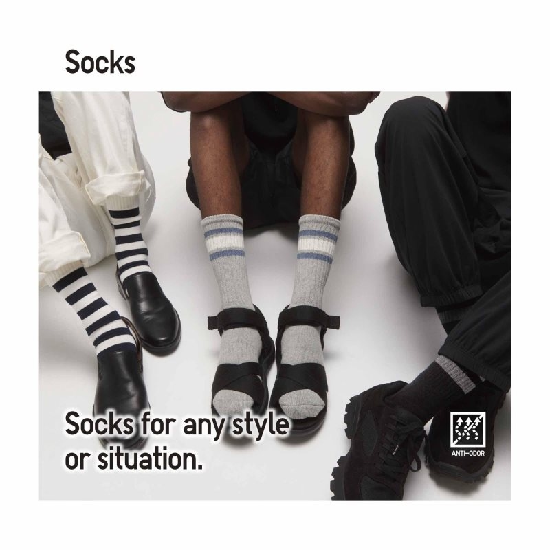 Uniqlo Striped Sokker Herre Sort | 4172474
