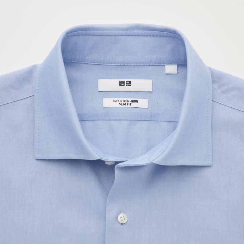 Uniqlo Super Non-iron Slim-fit Long-sleeve Semi-wide Collar Skjorte Herre Blå | 6878527