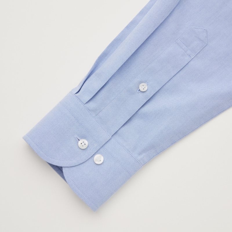 Uniqlo Super Non-iron Slim-fit Long-sleeve Semi-wide Collar Skjorte Herre Blå | 6878527