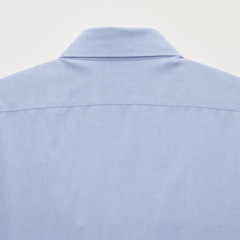 Uniqlo Super Non-iron Slim-fit Long-sleeve Semi-wide Collar Skjorte Herre Blå | 6878527