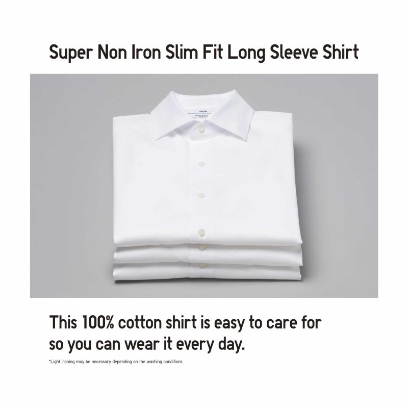 Uniqlo Super Non-iron Slim-fit Long-sleeve Semi-wide Collar Skjorte Herre Blå | 6878527