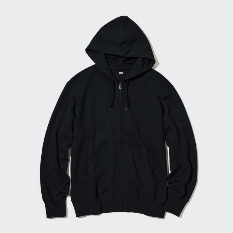 Uniqlo Sweat Full-Zip Long-Sleeve Hættetrøje Dame Sort | 7647900