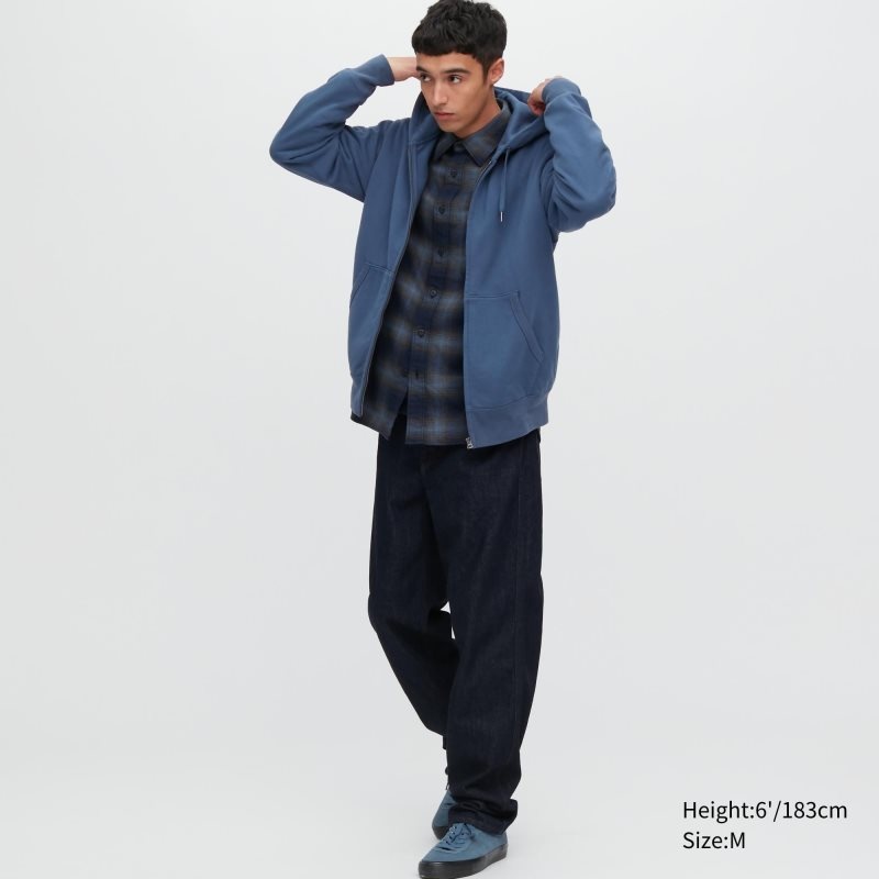 Uniqlo Sweat Full-zip Hættetrøje Herre Blå | 7345559