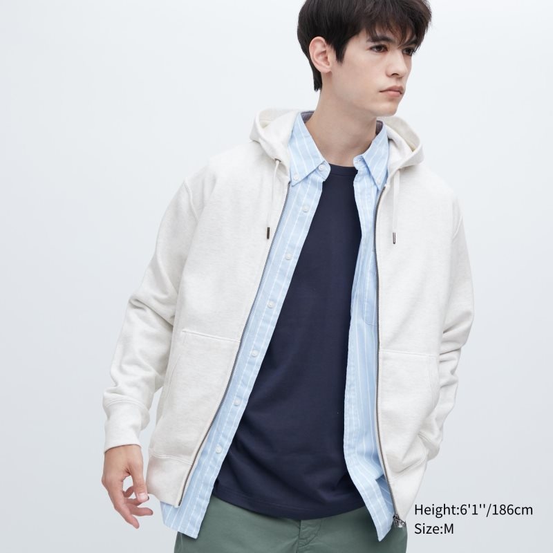 Uniqlo Sweat Full-zip Hættetrøje Herre Grå | 8544560