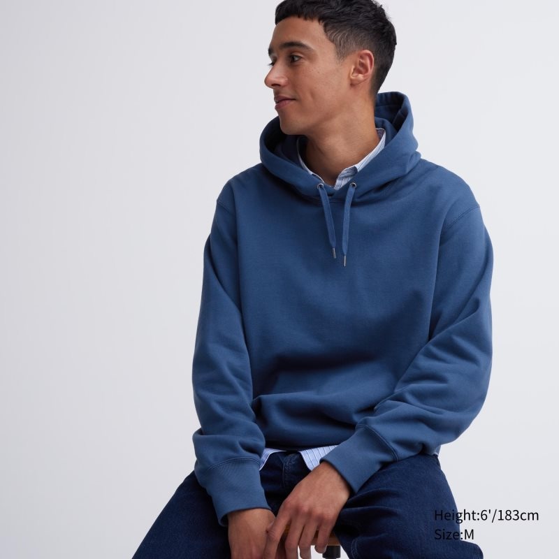 Uniqlo Sweat Pullover Long-sleeve Hættetrøje Herre Blå | 1929138