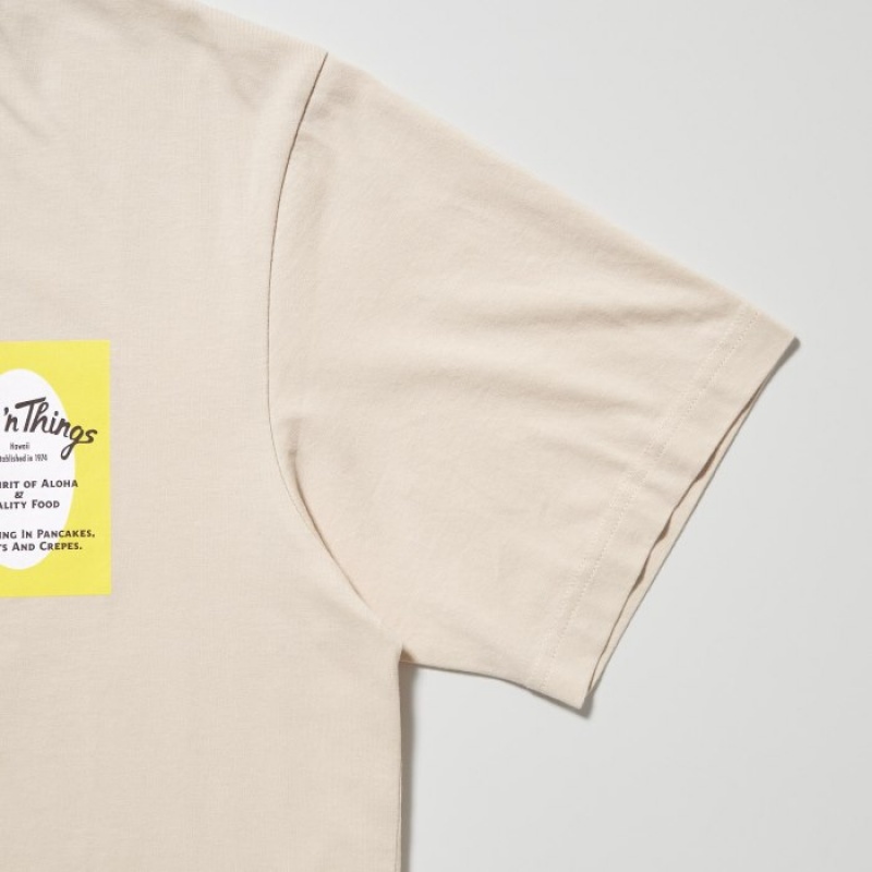 Uniqlo The Brands Hawaii UT Short-Sleeve Eggs 'n Things T Shirts Dame Beige | 5215930