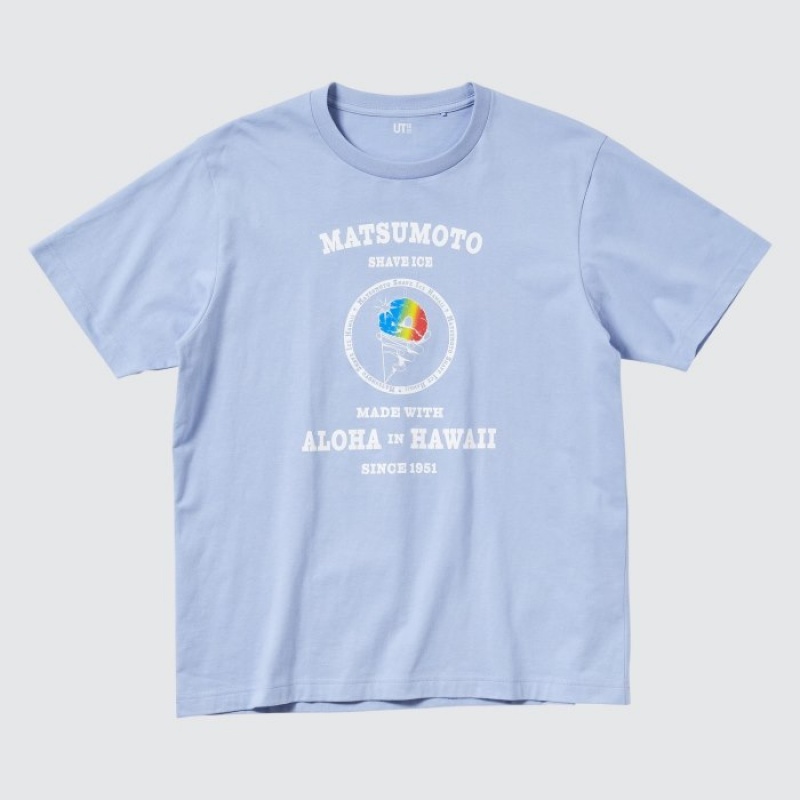 Uniqlo The Brands Hawaii UT Short-Sleeve Matsumoto Shave Ice T Shirts Dame Blå | 2732374