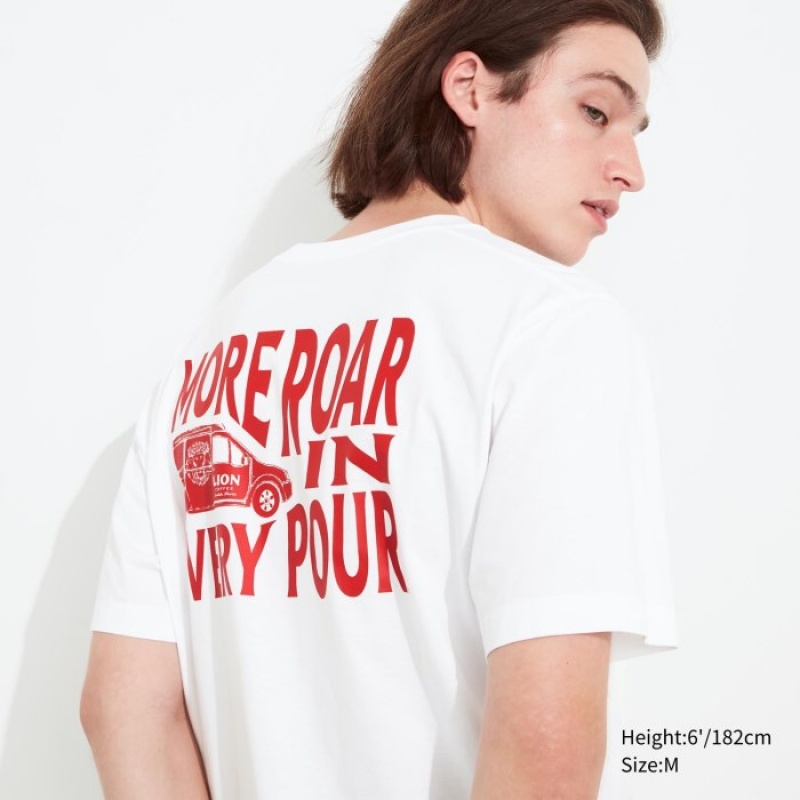 Uniqlo The Brands Hawaii UT Short-Sleeve Lion Coffee T Shirts Dame Hvide | 2237122