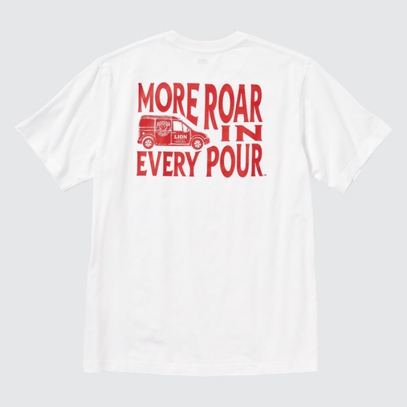 Uniqlo The Brands Hawaii UT Short-Sleeve Lion Coffee T Shirts Dame Hvide | 2237122