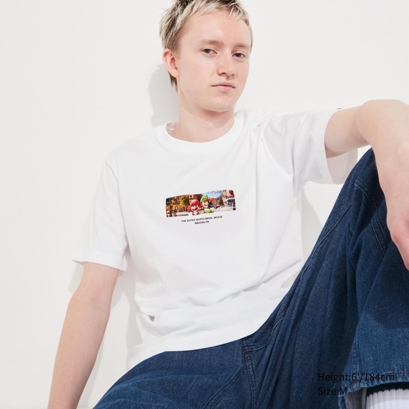 Uniqlo The Super Mario Bros. Movie Ut Short Sleeve Graphic T Shirts Herre Hvide | 9923410