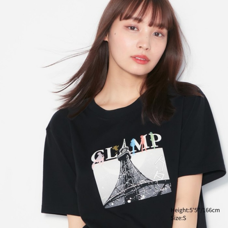 Uniqlo The World of CLAMP UT Short Sleeve T Shirts Dame Sort | 8023372