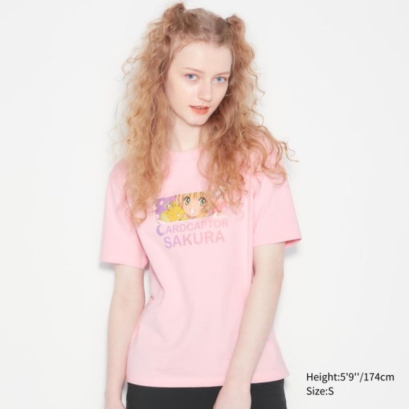 Uniqlo The World of CLAMP UT Short Sleeve T Shirts Dame Lyserød | 1652212